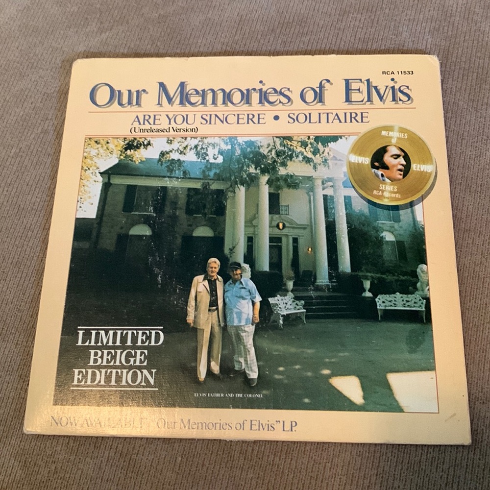 Vintage “Our Memories of Elvis” 45 Limited Beige Edition